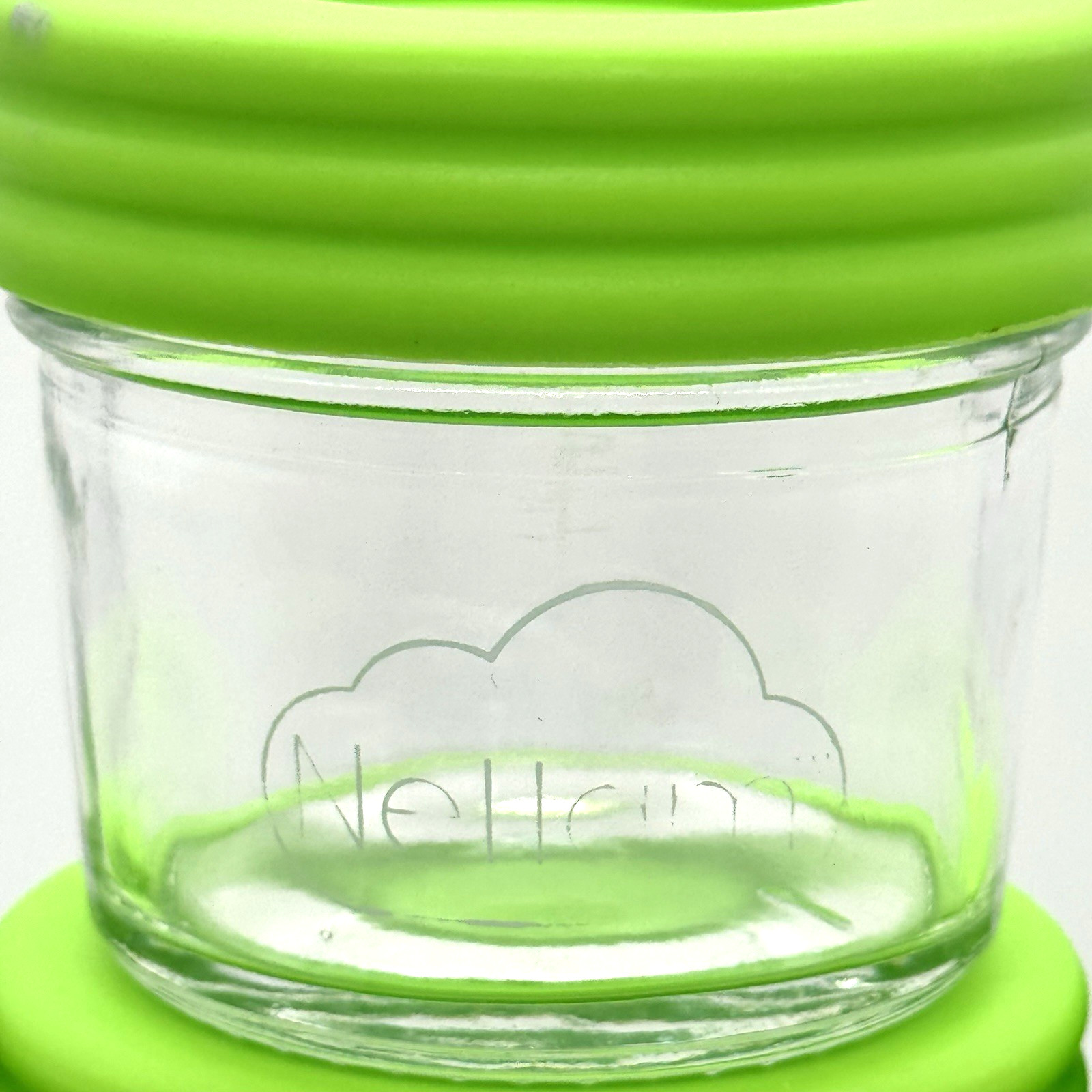 Nellam Baby Food Storage 4 oz Jar Containers with Green lid Set of 10