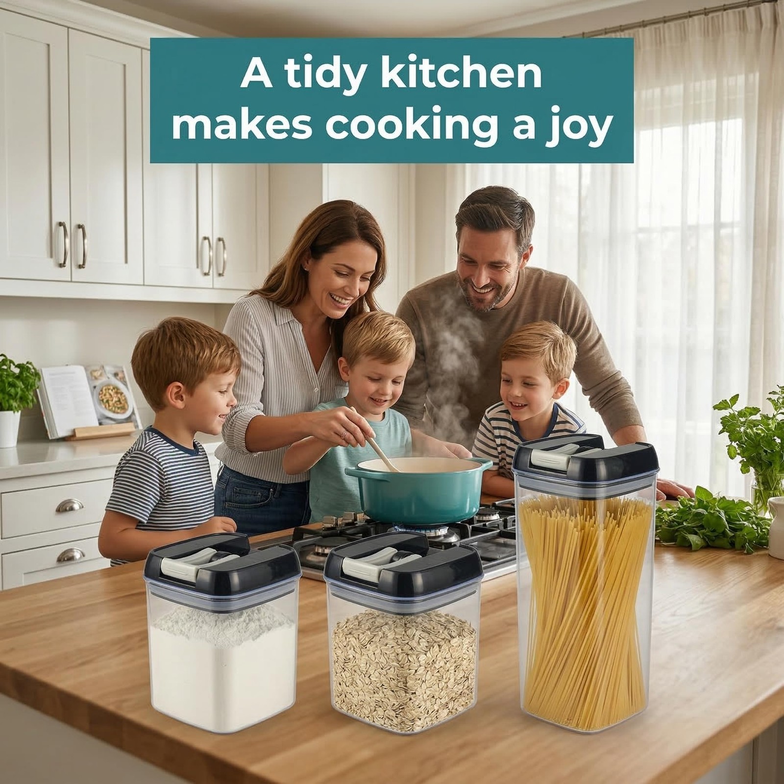 Airtight Food Storage Containers 7 Pcs, BPA-Free Kitchen Canisters with Intru…