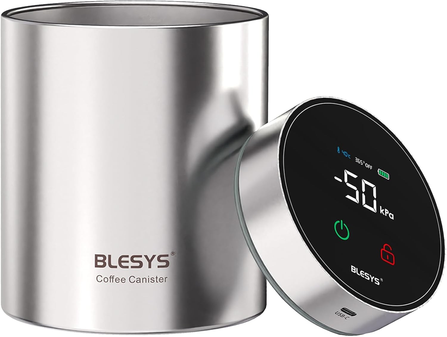 Smart Vacuum Coffee Canister, Automatic Stainless Steel Food Storage Container,