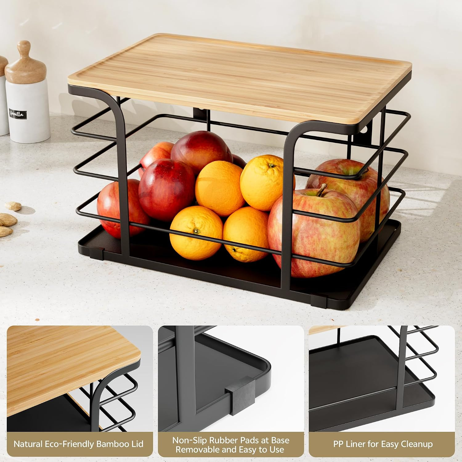 2Pcs Organizador de Cocina Canasta de Almacenamiento Papas Cebollas Verduras