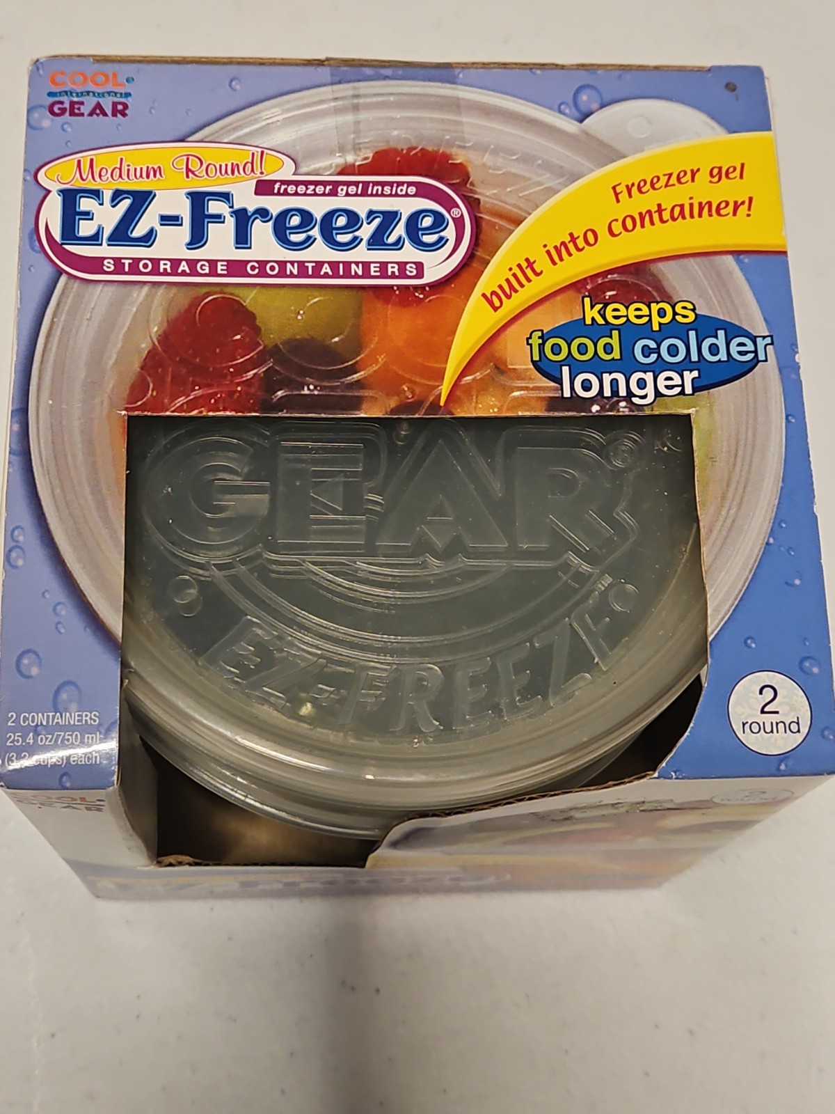 Cool Gear EZ – Freeze Gel Round Storage Containers 2 Gel lids & 2 Containers NIB