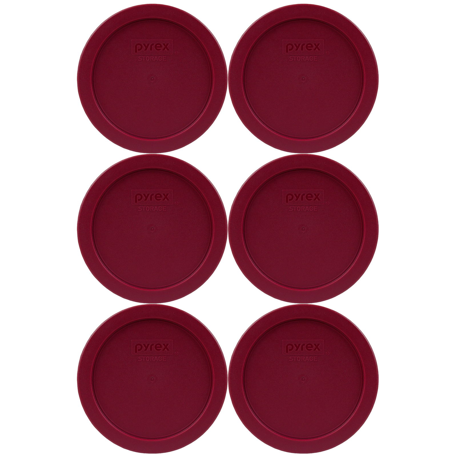 Pyrex 7201-PC Sangria Red Plastic Food Storage Replacement Lid Cover (6-Pack)