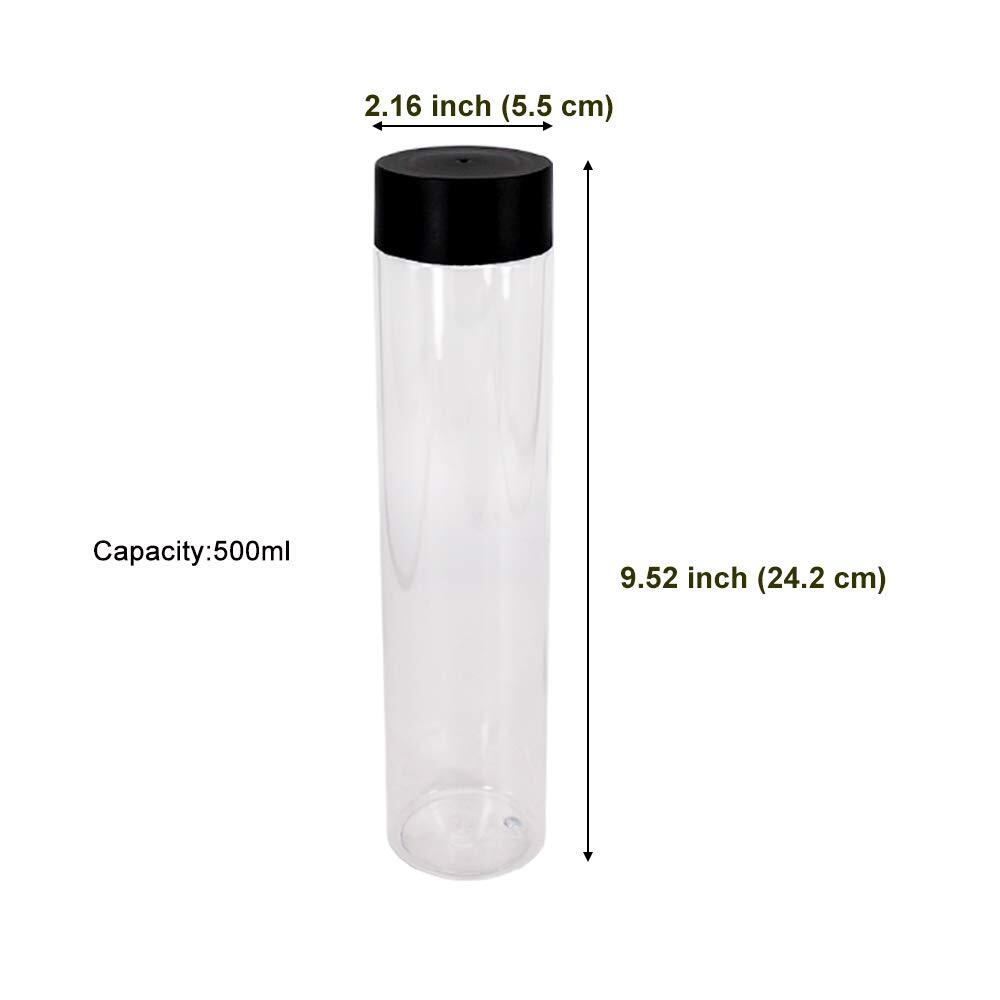 12 Pack 16 Oz 500 Ml Clear Pet Plastic Juice Bottles With Black Lids Plastic S