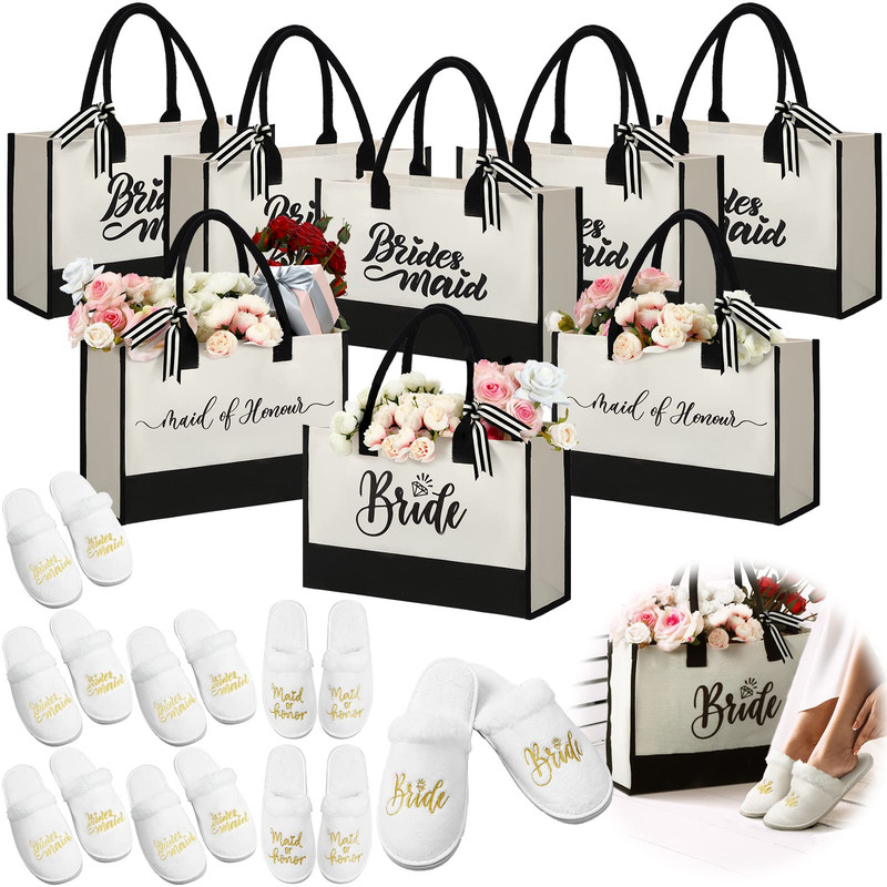 Riyiper 16 Pcs Bridesmaid Gift Tote Bags And Wedding Slippers Will You Be My