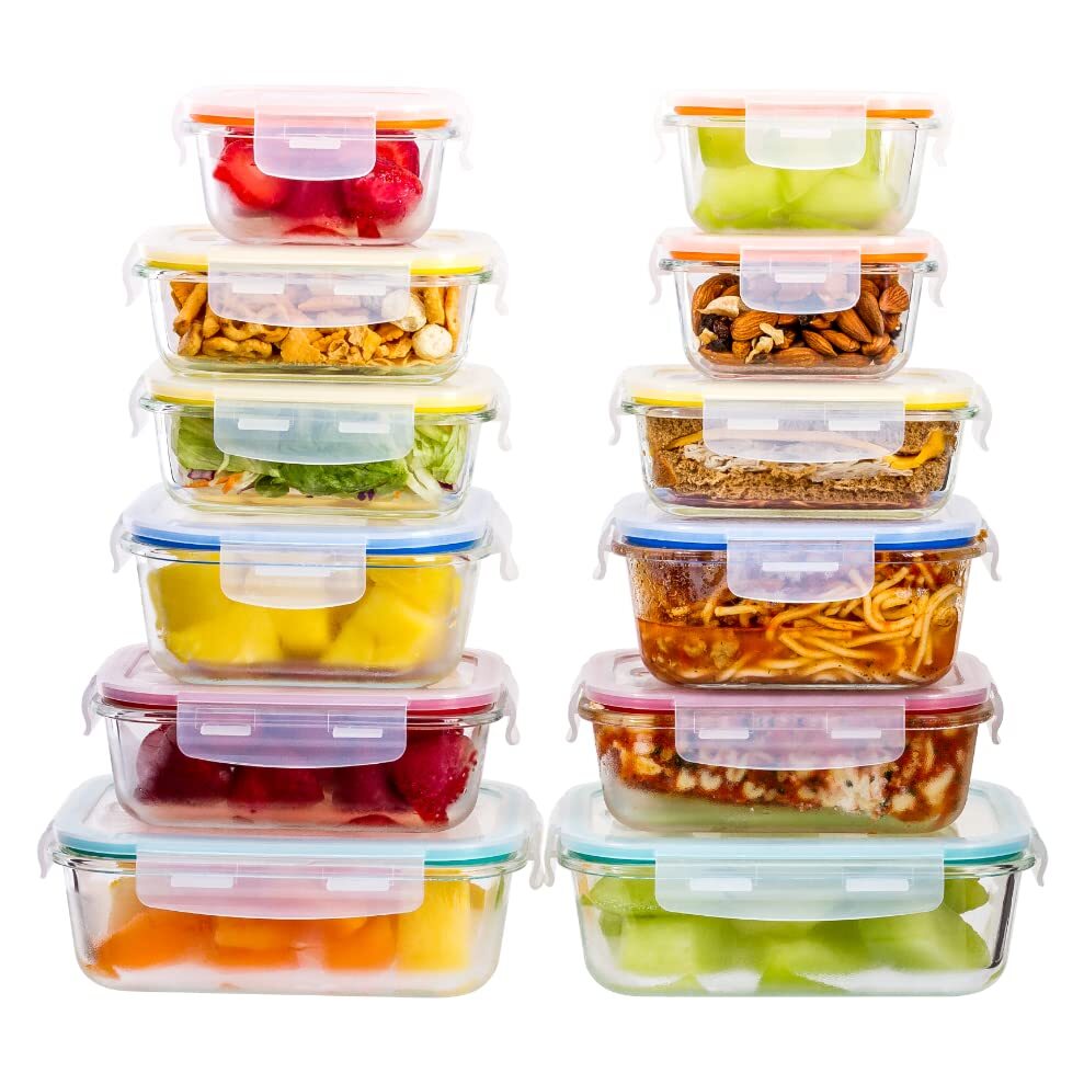 Imperial Home 24 pcs. Glass Meal Prep Storage Container Set W/ Snap Locking Lid