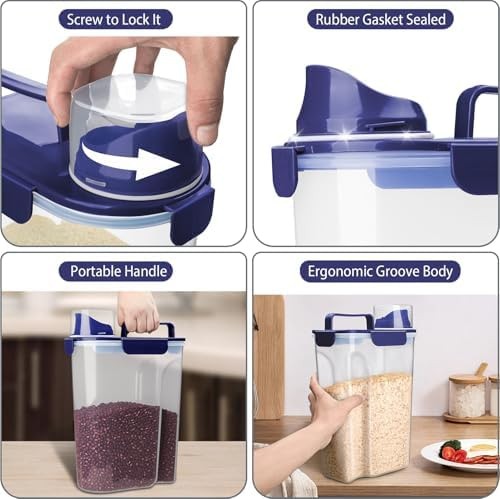 Komzon Rice Container, Airtight Rice Storage Container 10lb, Cereal Container…