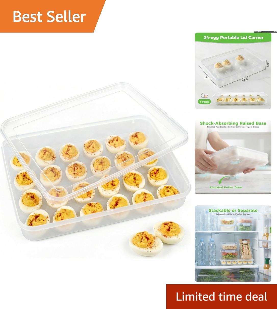 24 Egg Holder Carrier – Ideal for Parties, Secure Slots, and Dust Protection