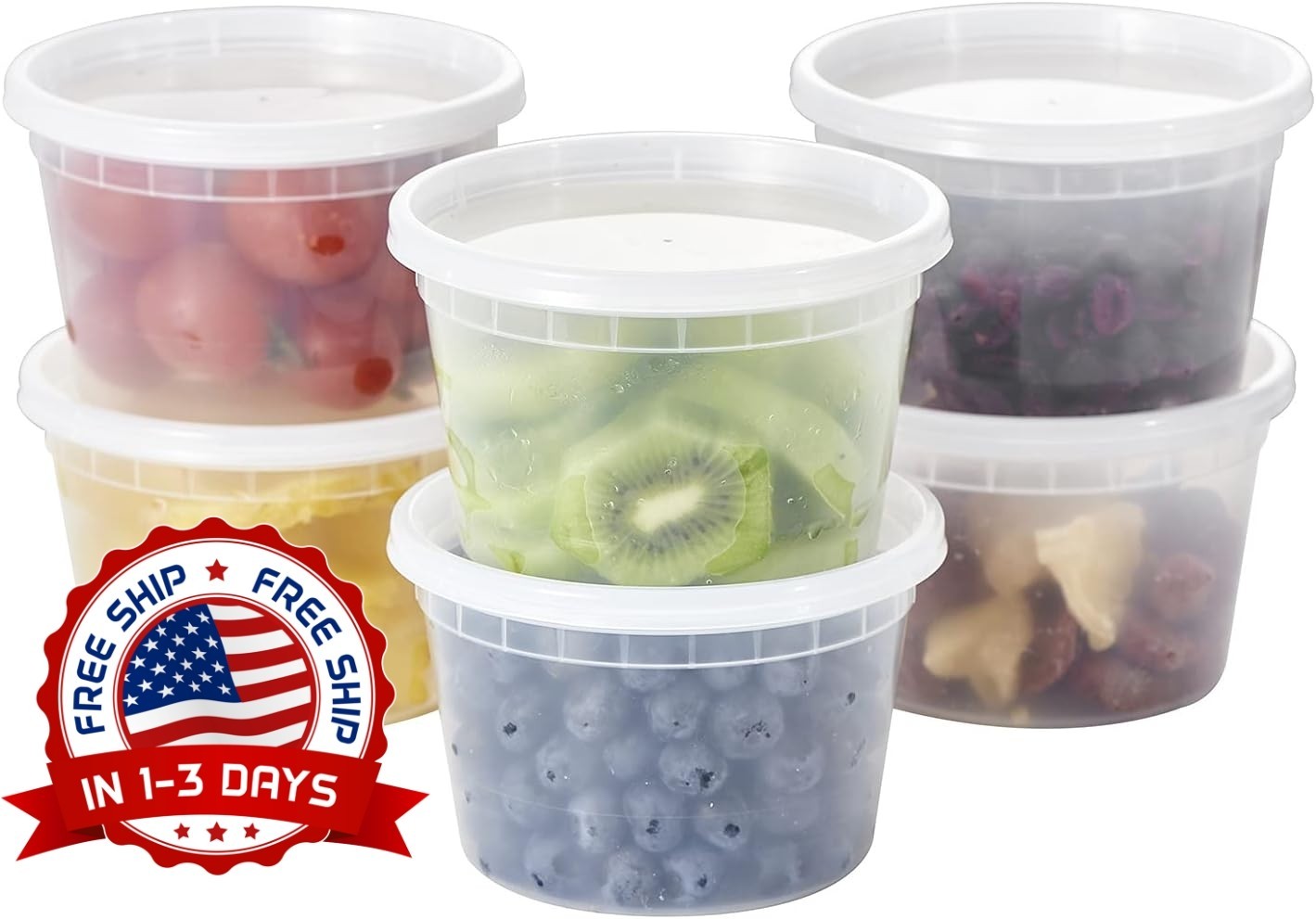 Contenedores De Almacenamiento De Comida De Plastico 16 OZ Juego De 48 Con Tapa