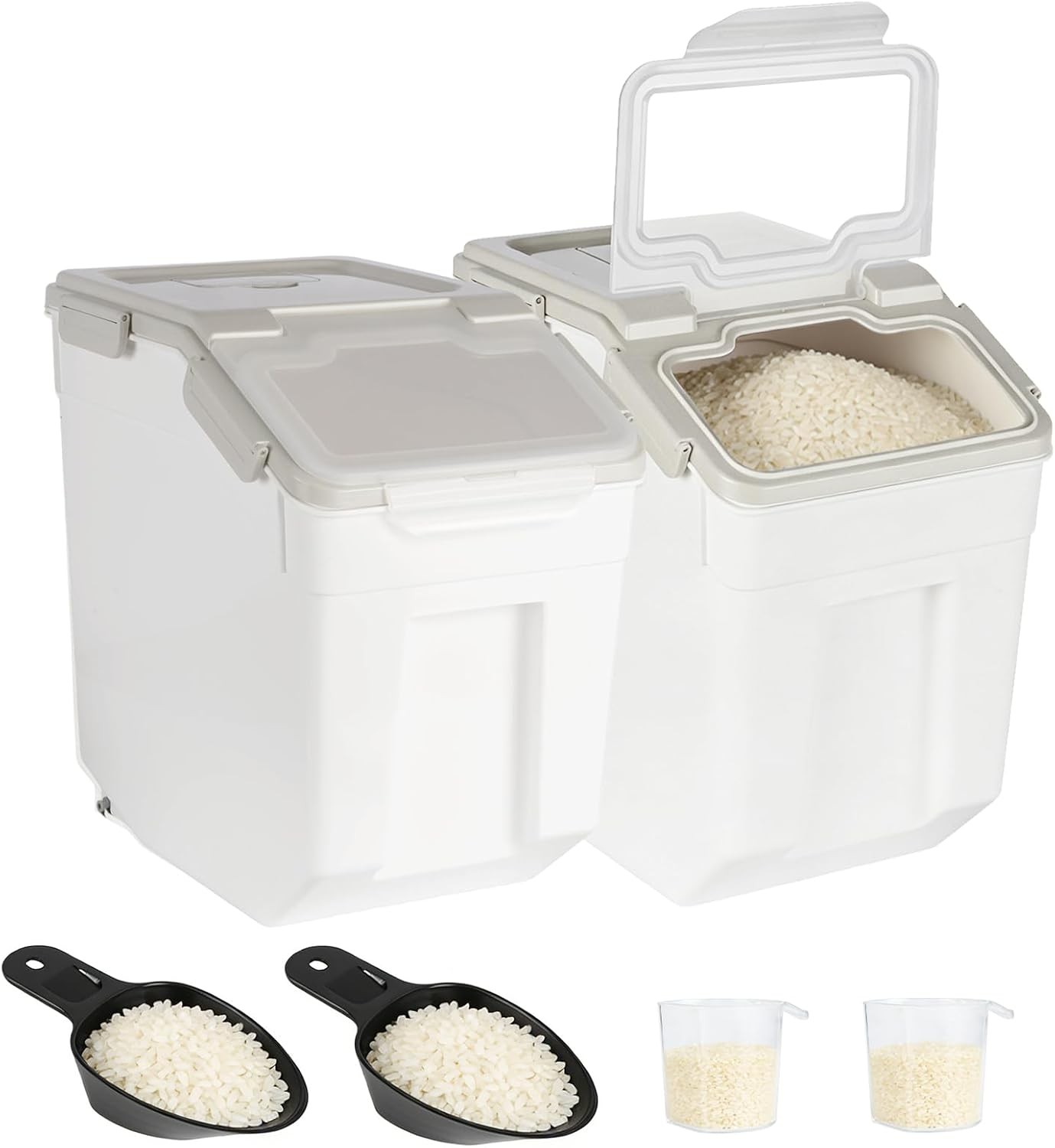 2 Pack Rice Container 50 lbs Large Bulk Flour Sugar Storage Holdhouse Plastic