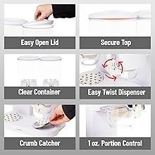 Double Dry Food Dispenser, 2 x 3.5L Countertop Containers for Cereal, Granola,