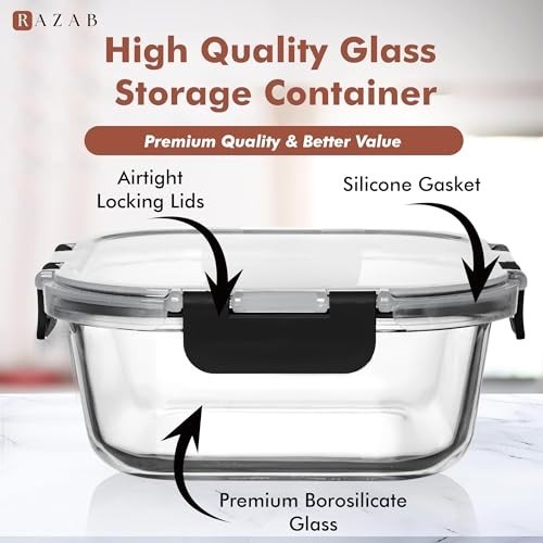 Glass Food Storage Containers 41 Oz 2 Pack Airtight Leakproof Microwave Oven