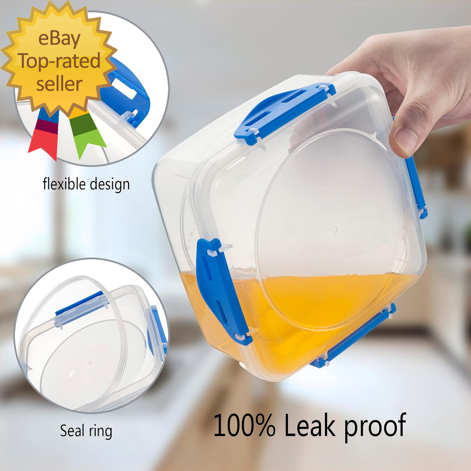 4 PCS Sandwich Containers 100% Airtight & Bpa-Free & Microwave & Dishwasher