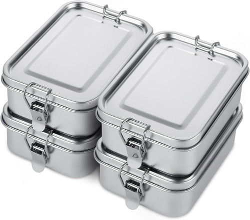 QTLCOHD 4 Pack 850ml Stainless Steel Lunch Box for 6.5×4.7×2.4, Silver