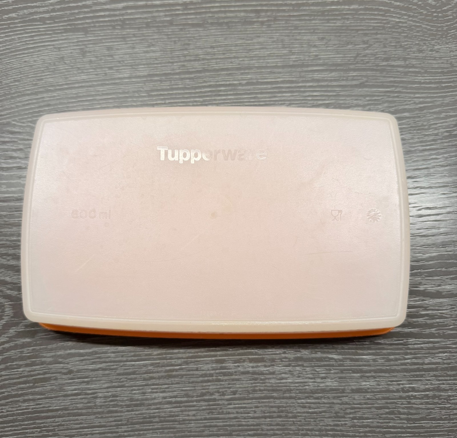 Tupperware Container #5552A-7 #714-5 Rectangular Orange Lid 600ml