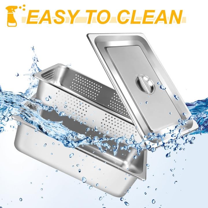 3 PCS Full Size 4 Inch 6 Inch Hotel Pan Lid Perforated Steam Table Stainless