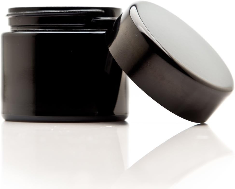 Classic Black Glass Jar 100 ml (3.3 fl oz) Ultraviolet Airtight Smell Proof,