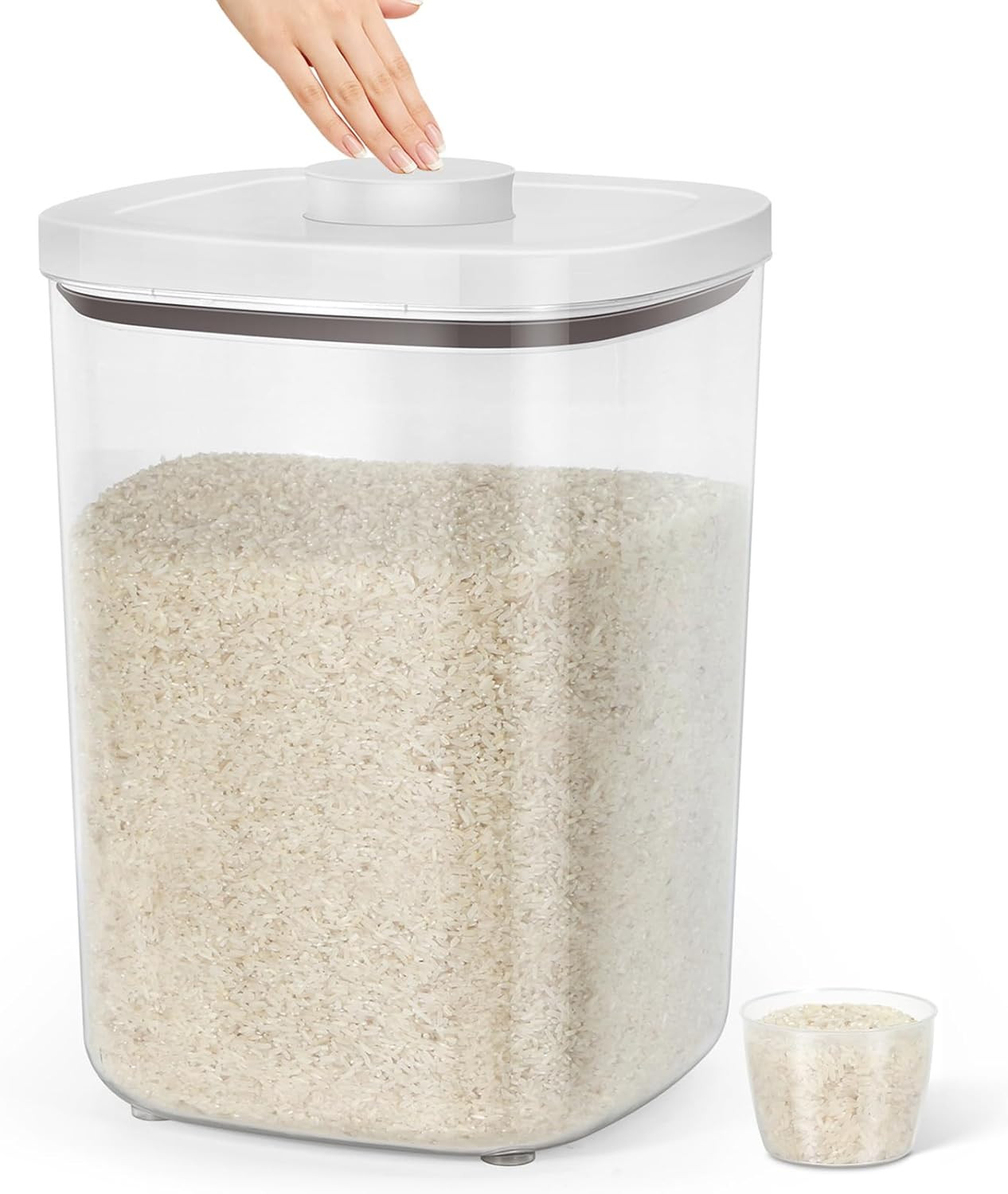 Tbmax Large Flour Storage Container 10.56 Qt, 20 Lbs Rice Container with Pop up