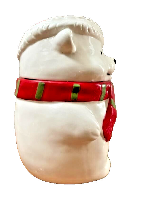 Gibson Home Joyful Santa Polar Bear Durastone 7.5in Christmas Cookie /Candy Jar