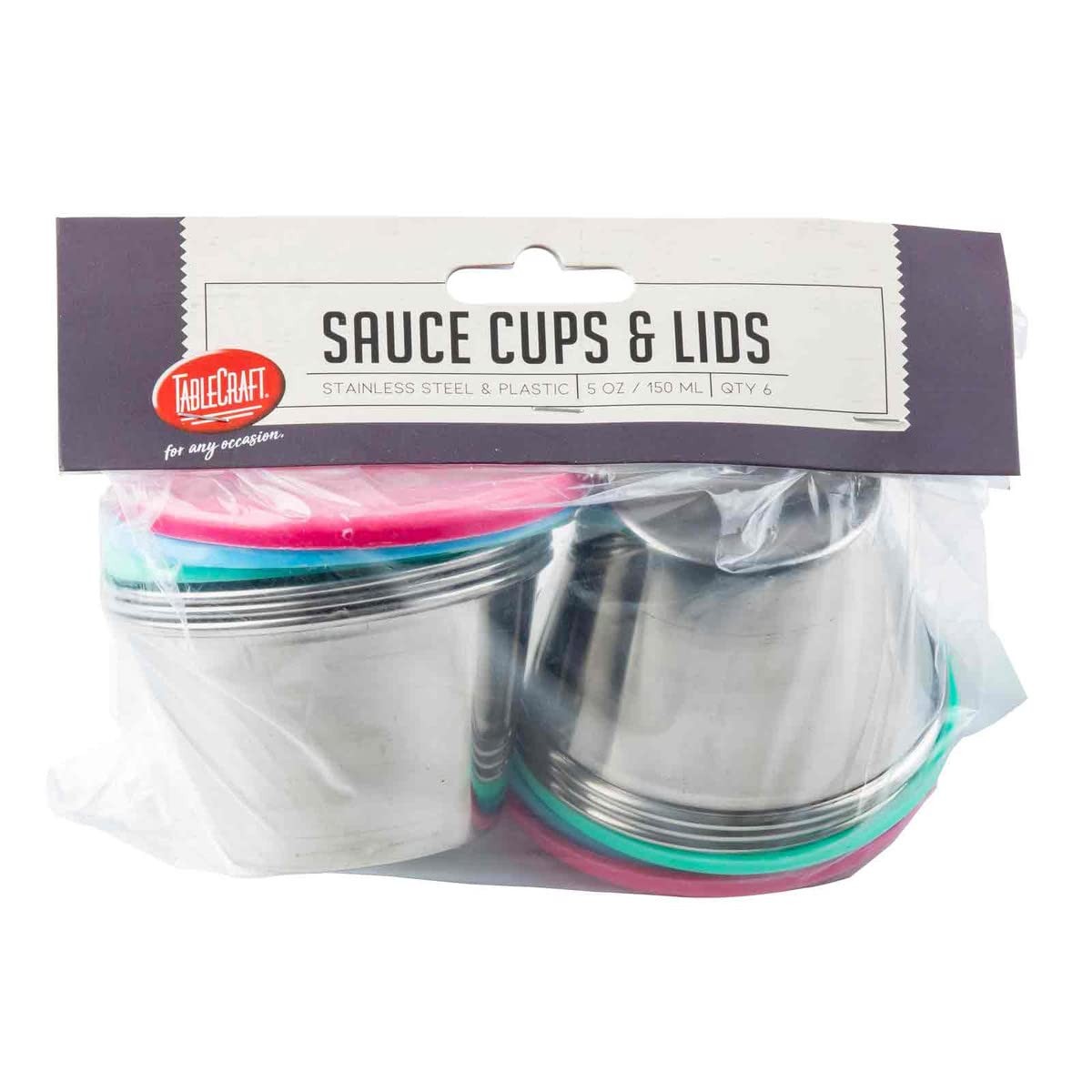 5 Oz Round Stainless Steel Ramekins Pack Of 6 With Assorted Color Lids