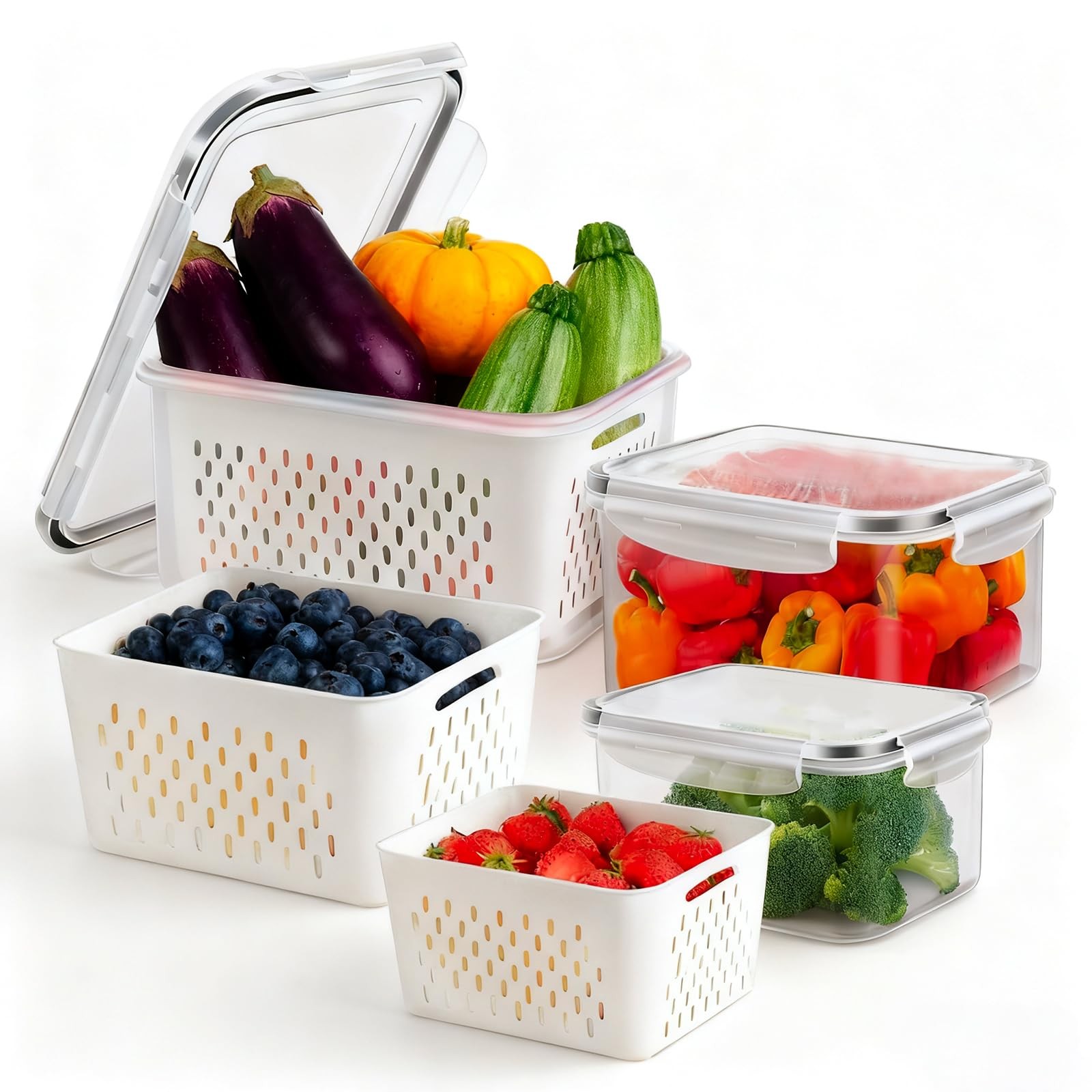 3 Pcs Fruit Containers for Fridge, Strawberry Storage Containers for Fridge, …
