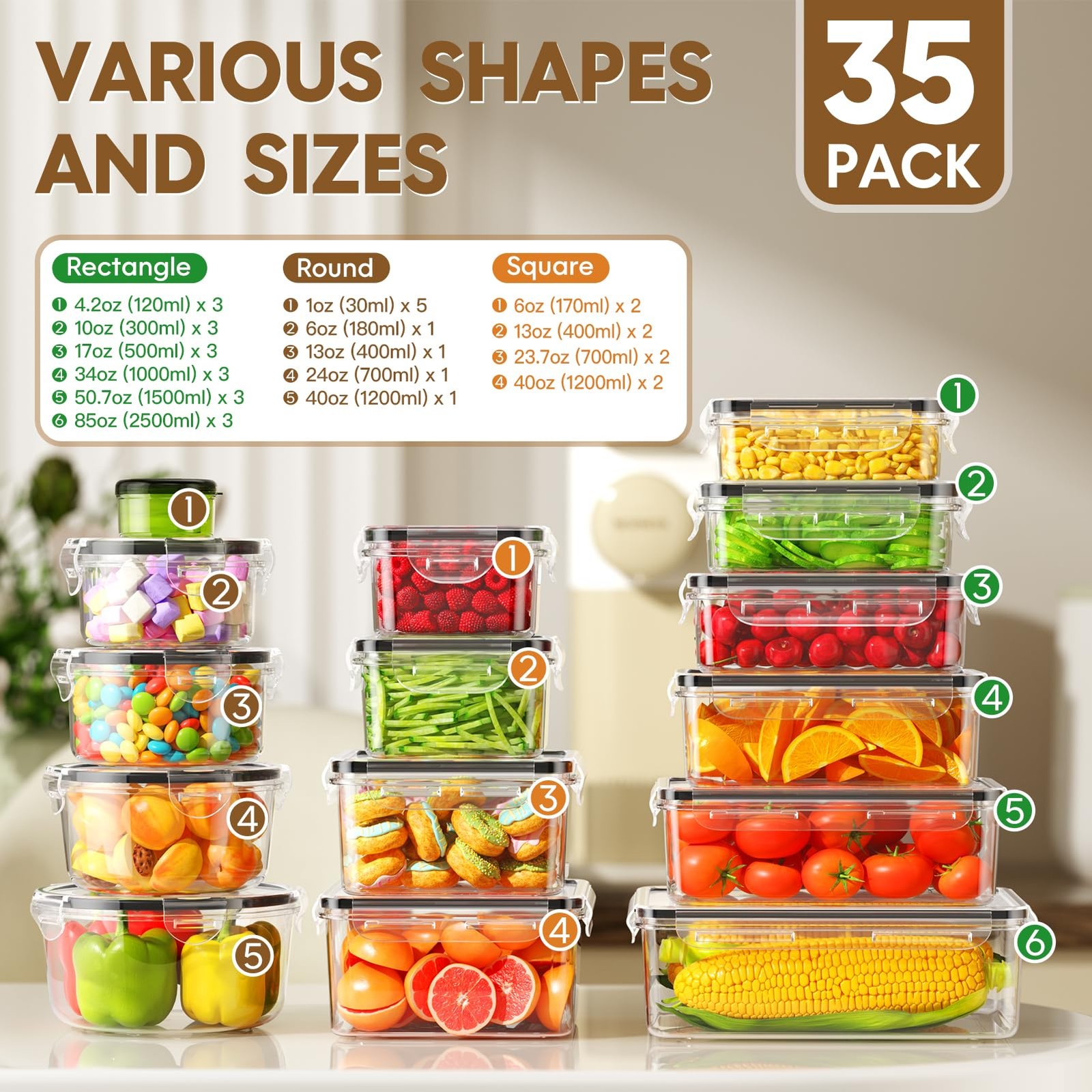 70 PCS Food Storage Containers with Lids Airtight, Total 856oz, BPA-free, Foo…