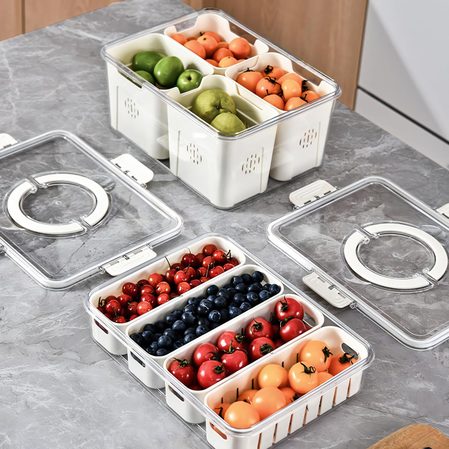 Durable Plastic Snackle Box Set with Lids for Efficient Fridge & Pantry Storage