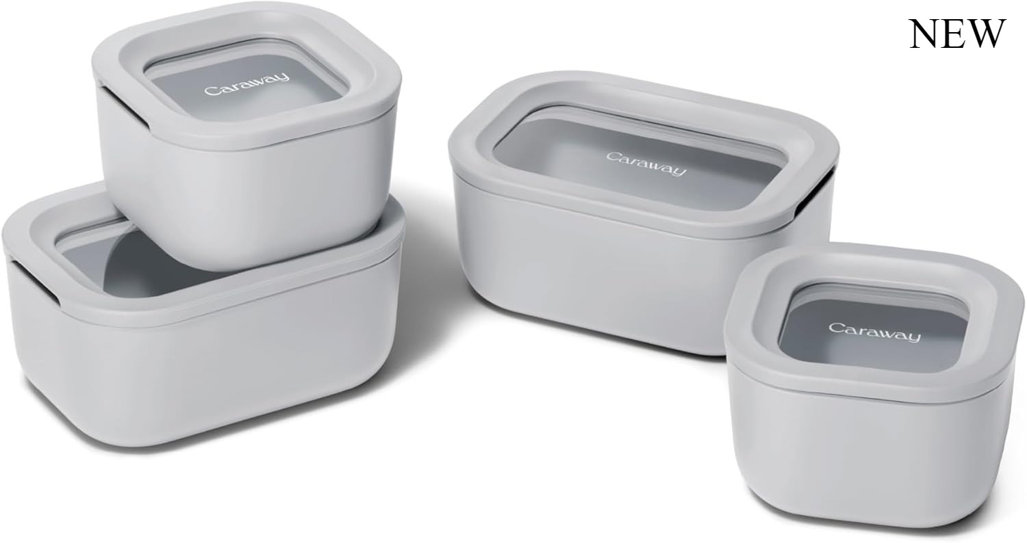 Caraway Mini Food Storage 9pc Set – Glass Storage Containers for Food, Gray