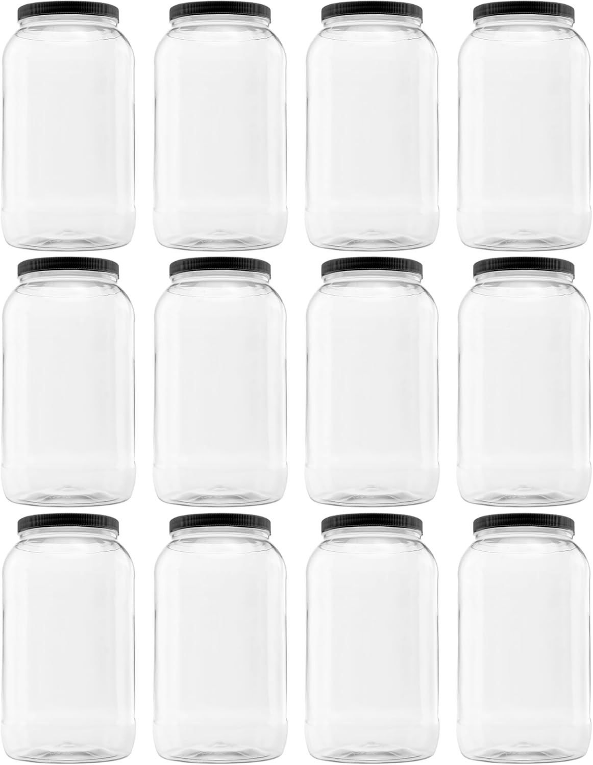 Plastic Storage Jars with Leak Proof Lids, BPA Free, Hand Wash Only (128oz, 12PK