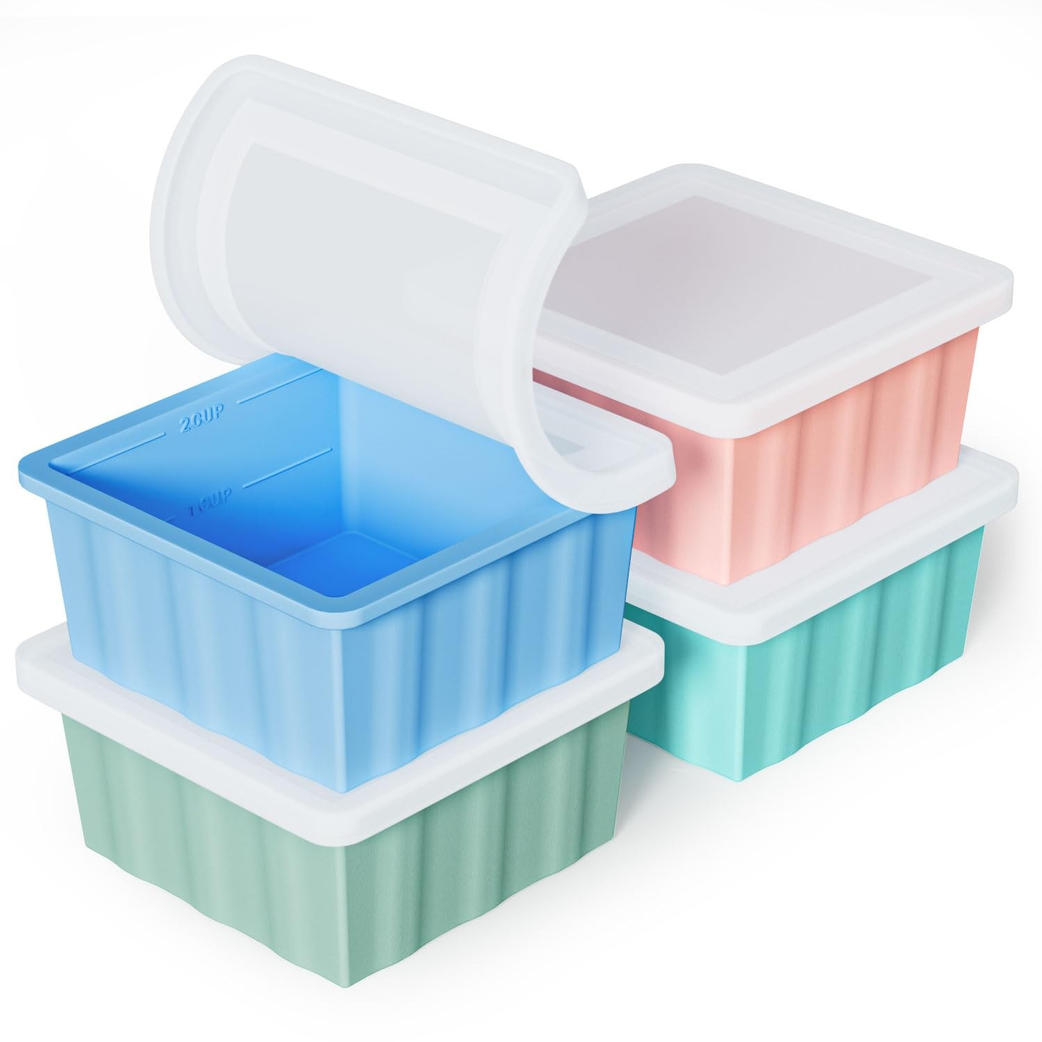 Silicone Soup Freezer Tray 4-Pack with Lid, BPA Free