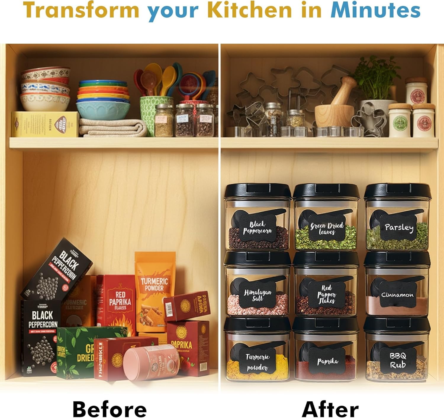 9 PC Airtight Food Storage Containers – BPA Clear Plastic Snack & Spice