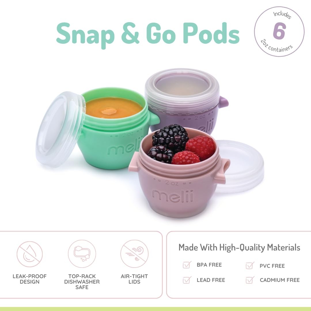 melii Snap & Go Baby Food Storage Containers | 6 Count (Pack of 1), Original