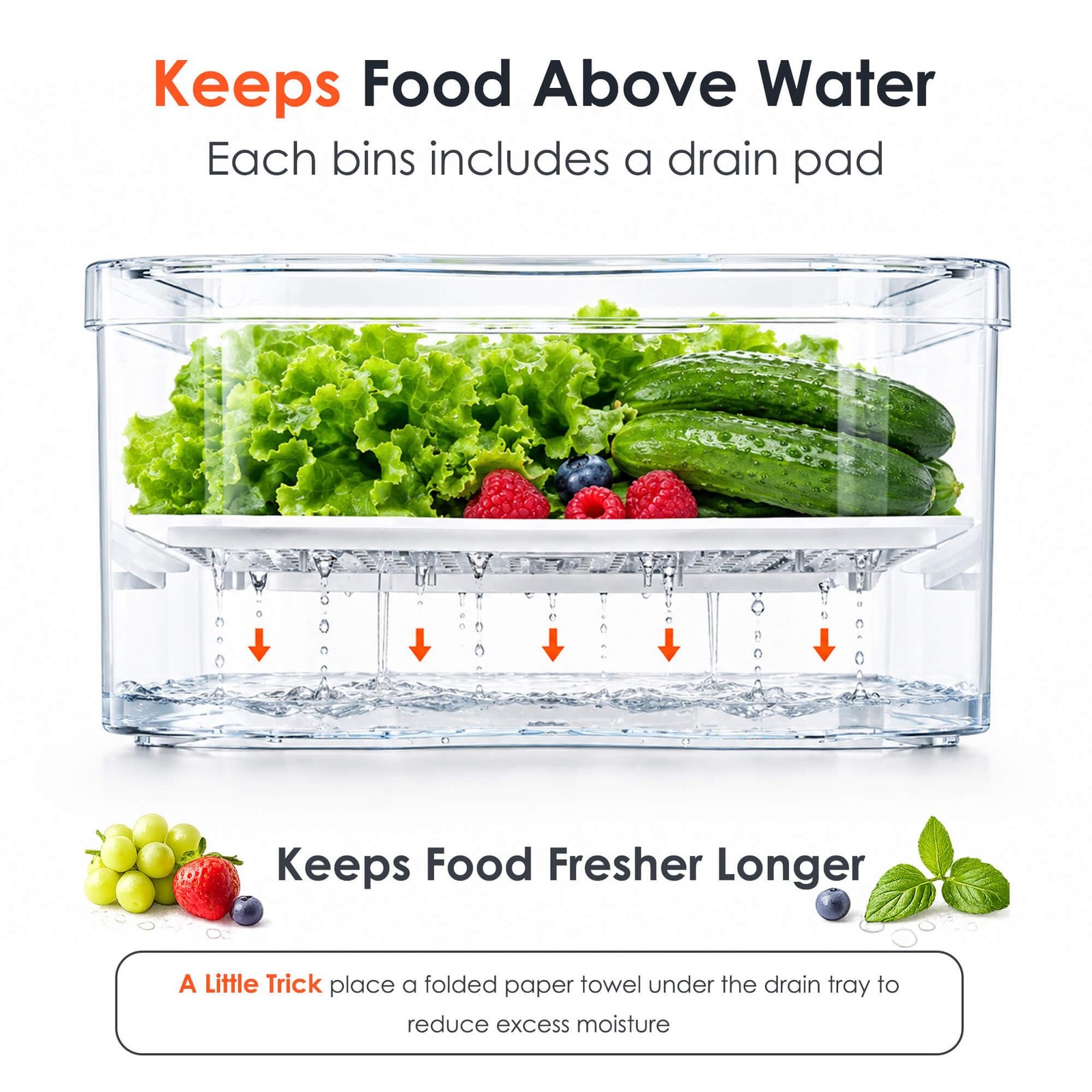SMRCAD 10-Pack Clear Lidded Organizer Bins for Fridge, Pantry Food Storage