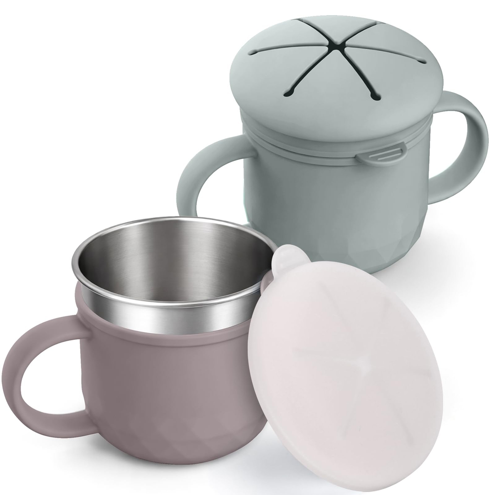2-Pack Spill-Proof Stainless Steel Multi-Compartment Snack Containers for Kids
