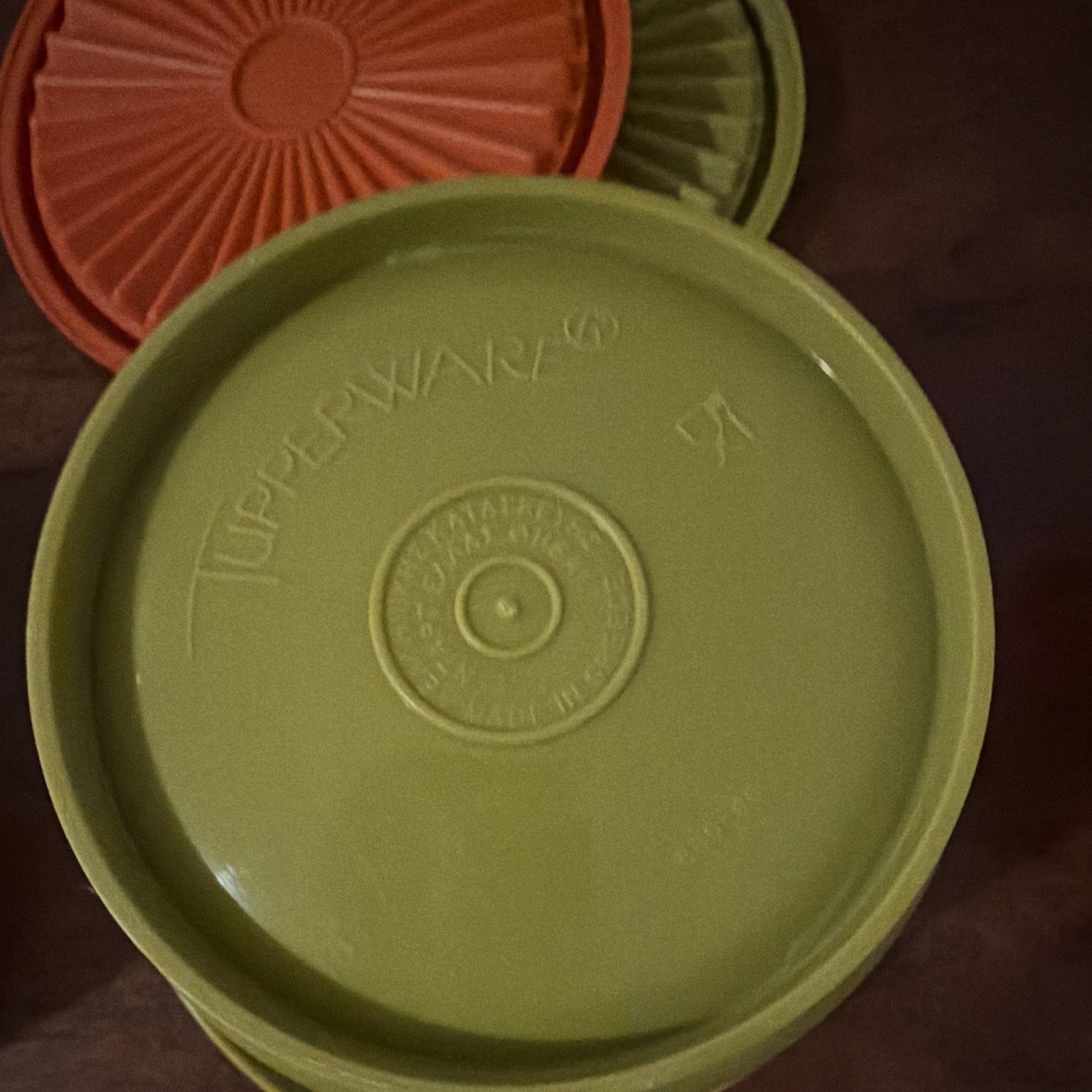 Tupperware Snack Bowl Set w/ Snap Lids, 3pc 10 oz Orange Green Yellow1970s