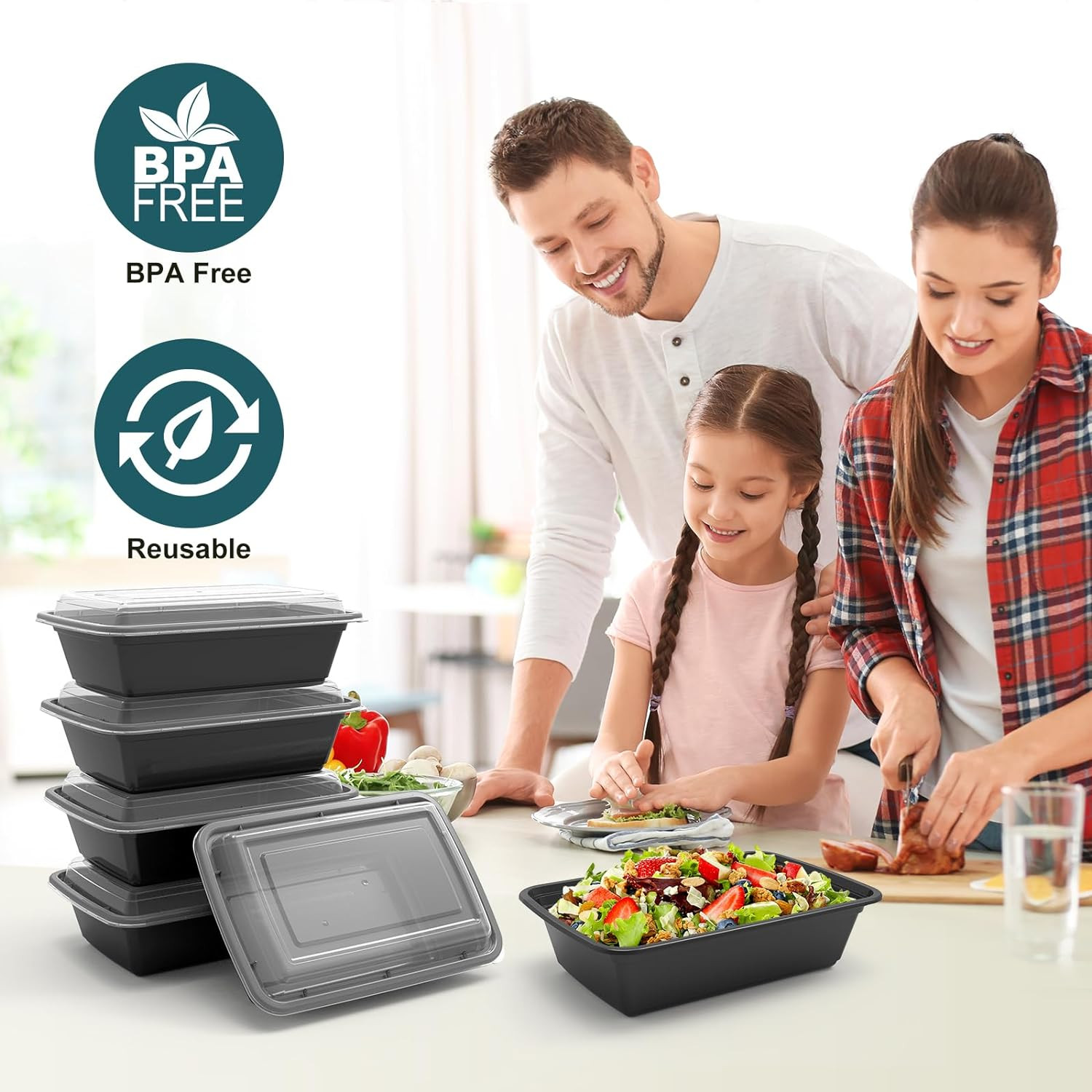 Meal Prep Containers, 50 Pack Extra-Thick Food Storage Containers with Lids, Dis