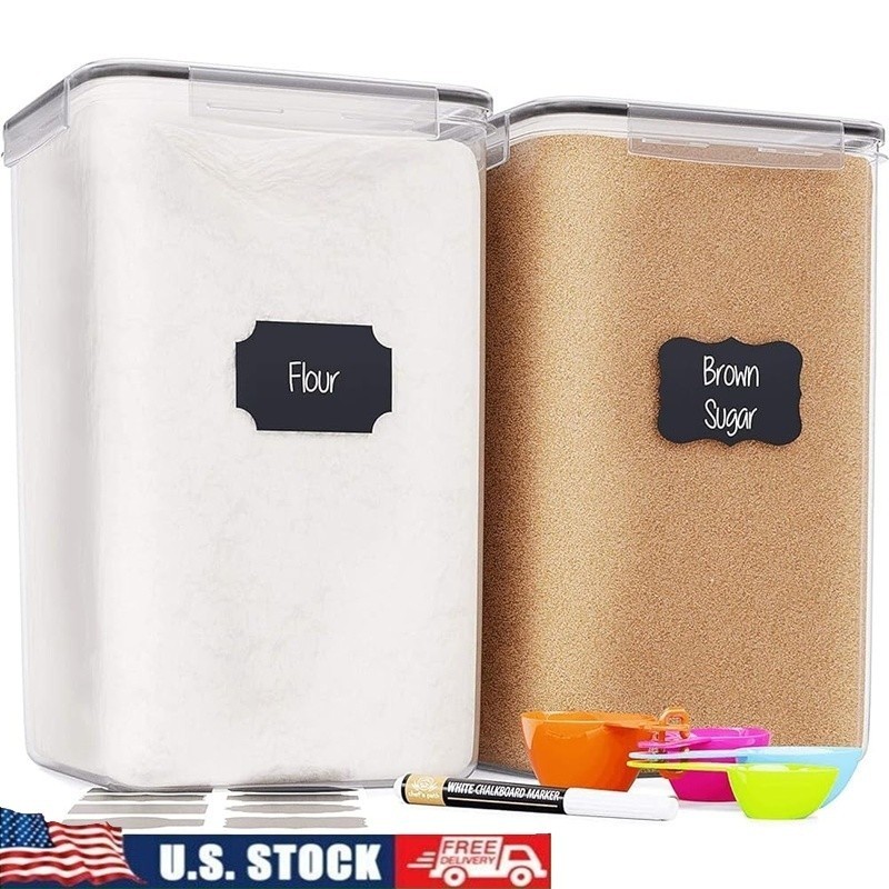 Extra Large Food Storage Containers 2 Pack Airtight Canisters Kitchen Organizers