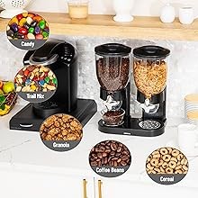 Double Dry Food Dispenser, 2 x 3.5L Countertop Containers for Cereal, Granola,