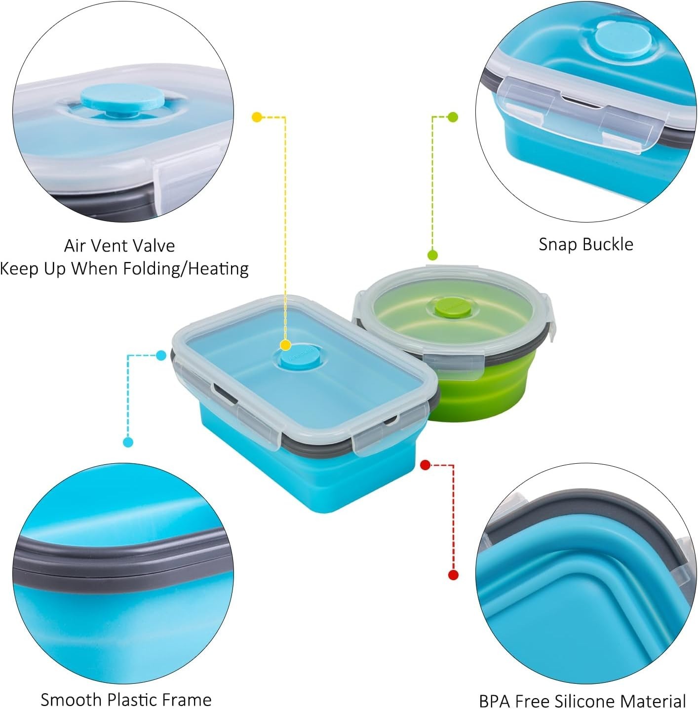 16-Pack Collapsible Silicone Food Storage Containers – Microwave & Freezer Safe