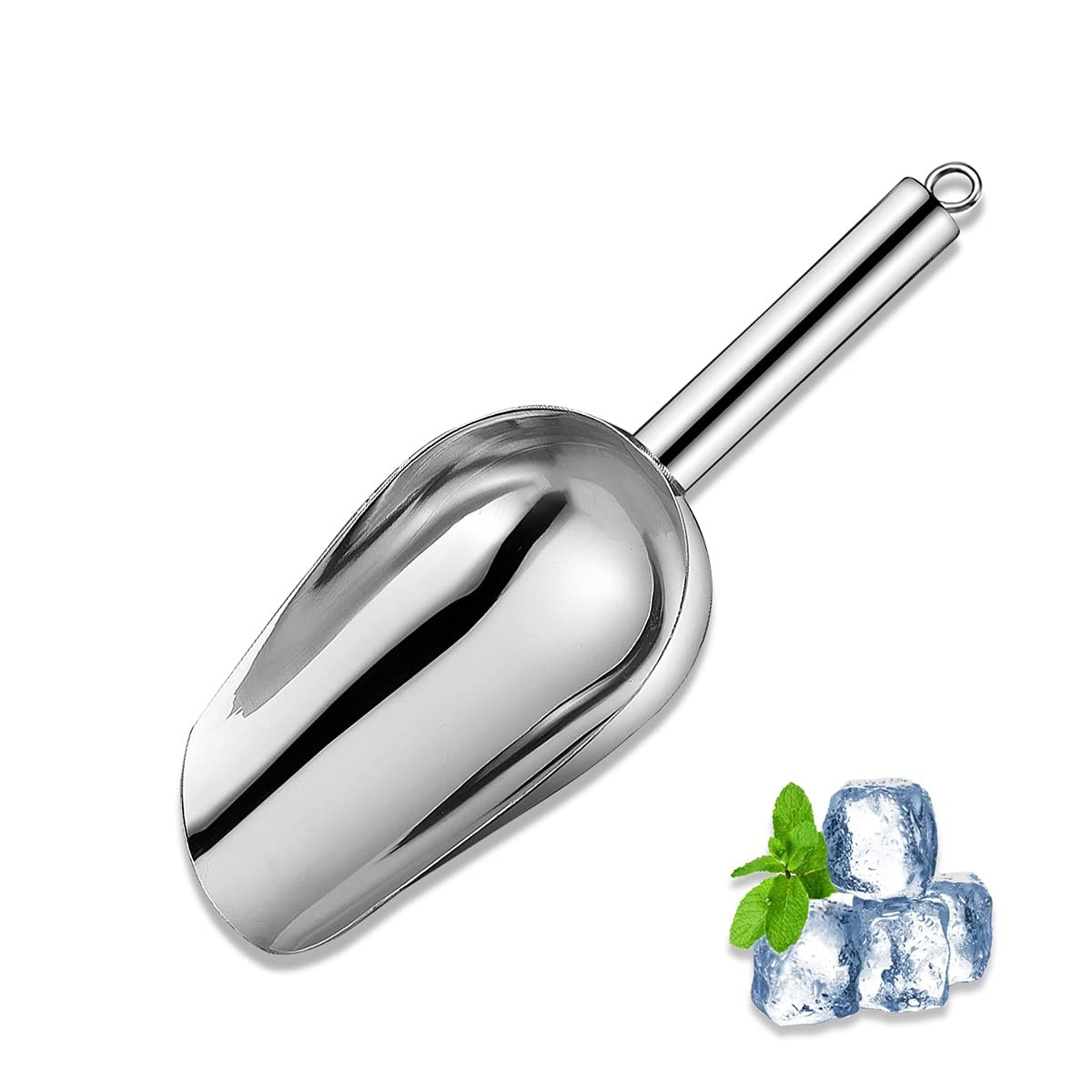 Metal Ice Scoop 6 Oz，Kitchen Ice Scooper for Ice Maker, Small Food Scoops for…