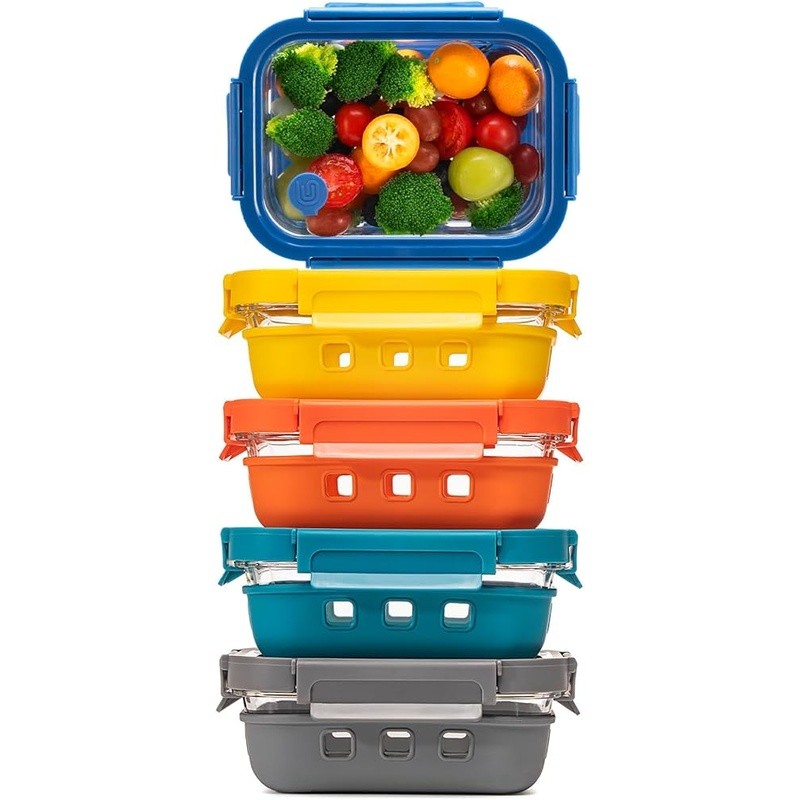 Borosilicate Glass Meal Prep Containers Leakproof Stackable Food Storage 9 Sizes
