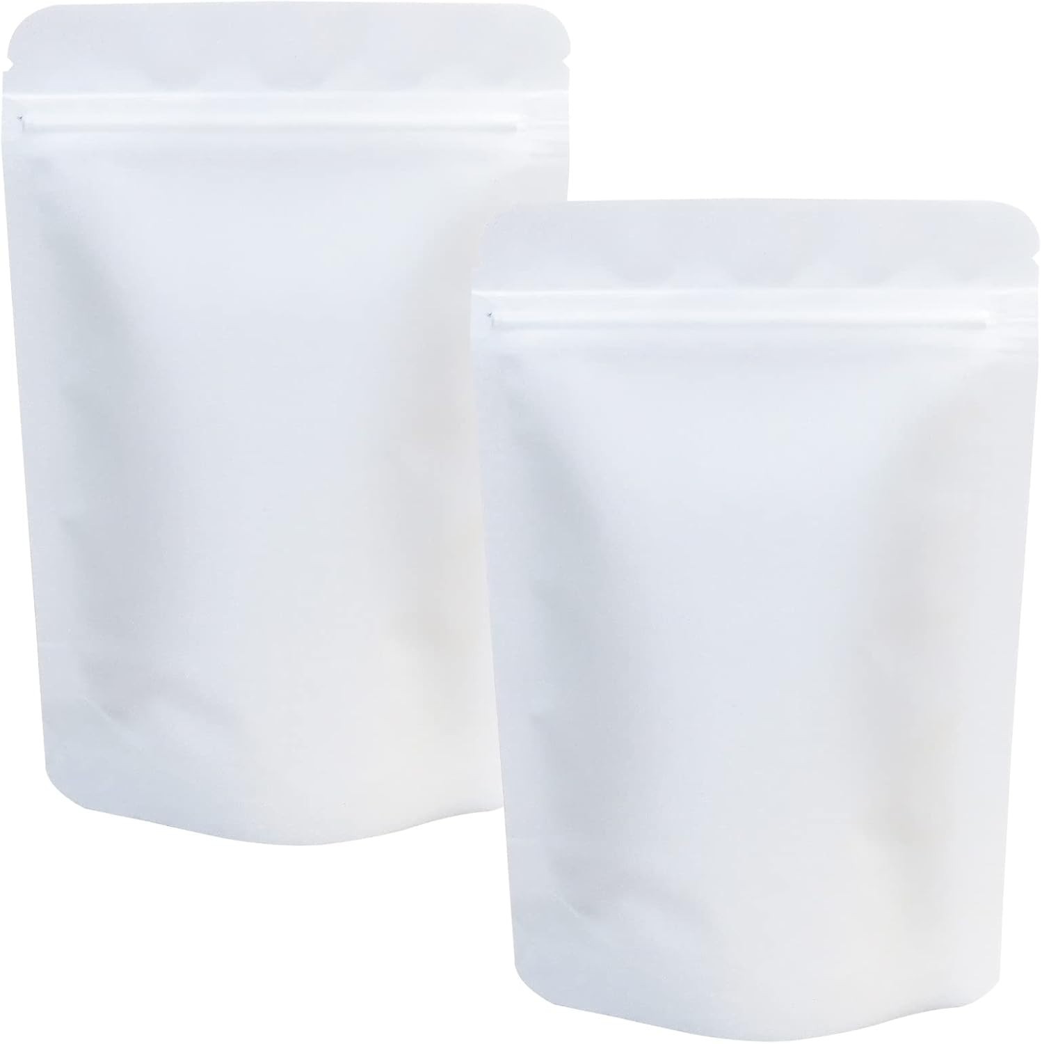 100 Pack Matte White Mylar Bags Stand Up – 4 x 6 Inches Resealable Mylar Zipl…