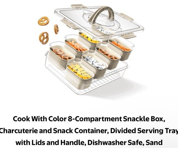 8 Compartment Food Storage Container W/ Lids Snacks Fruits Parties Picnics New