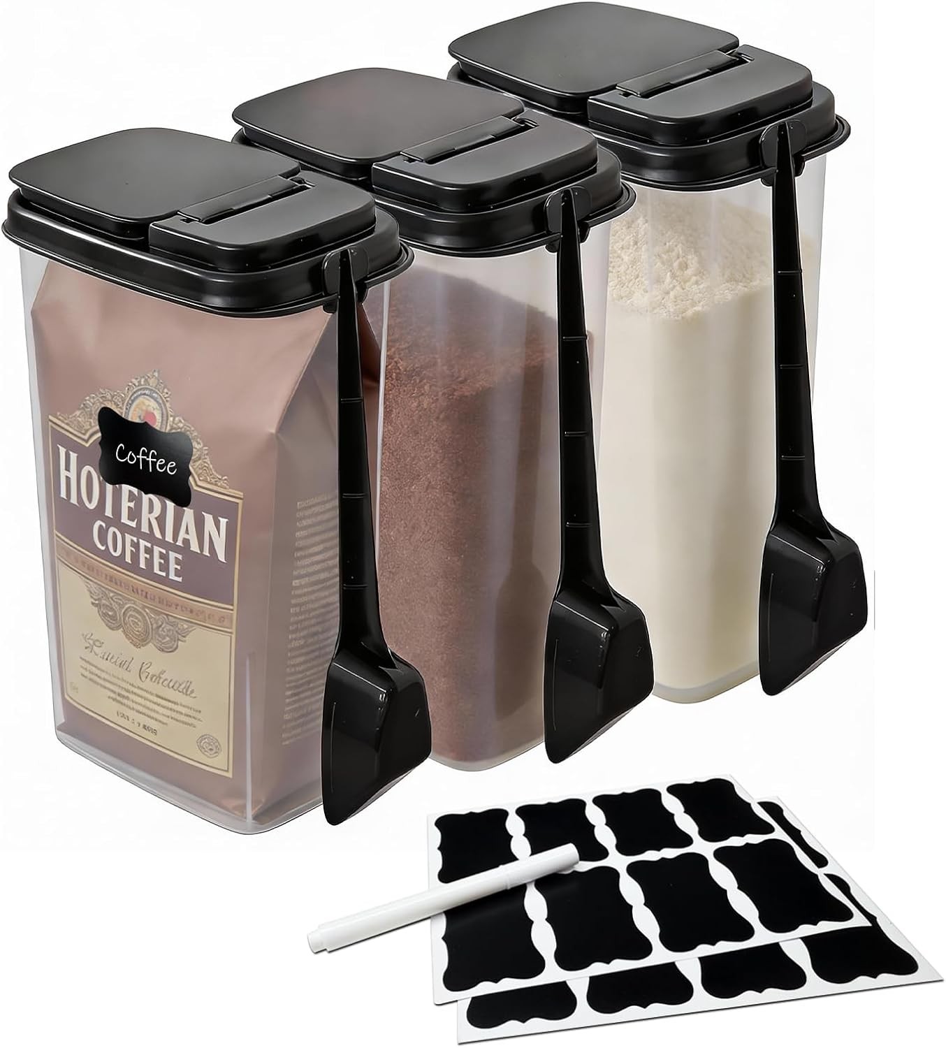 3-Pack 1500ml (51 oz) Airtight Food Storage Containers with Scoop