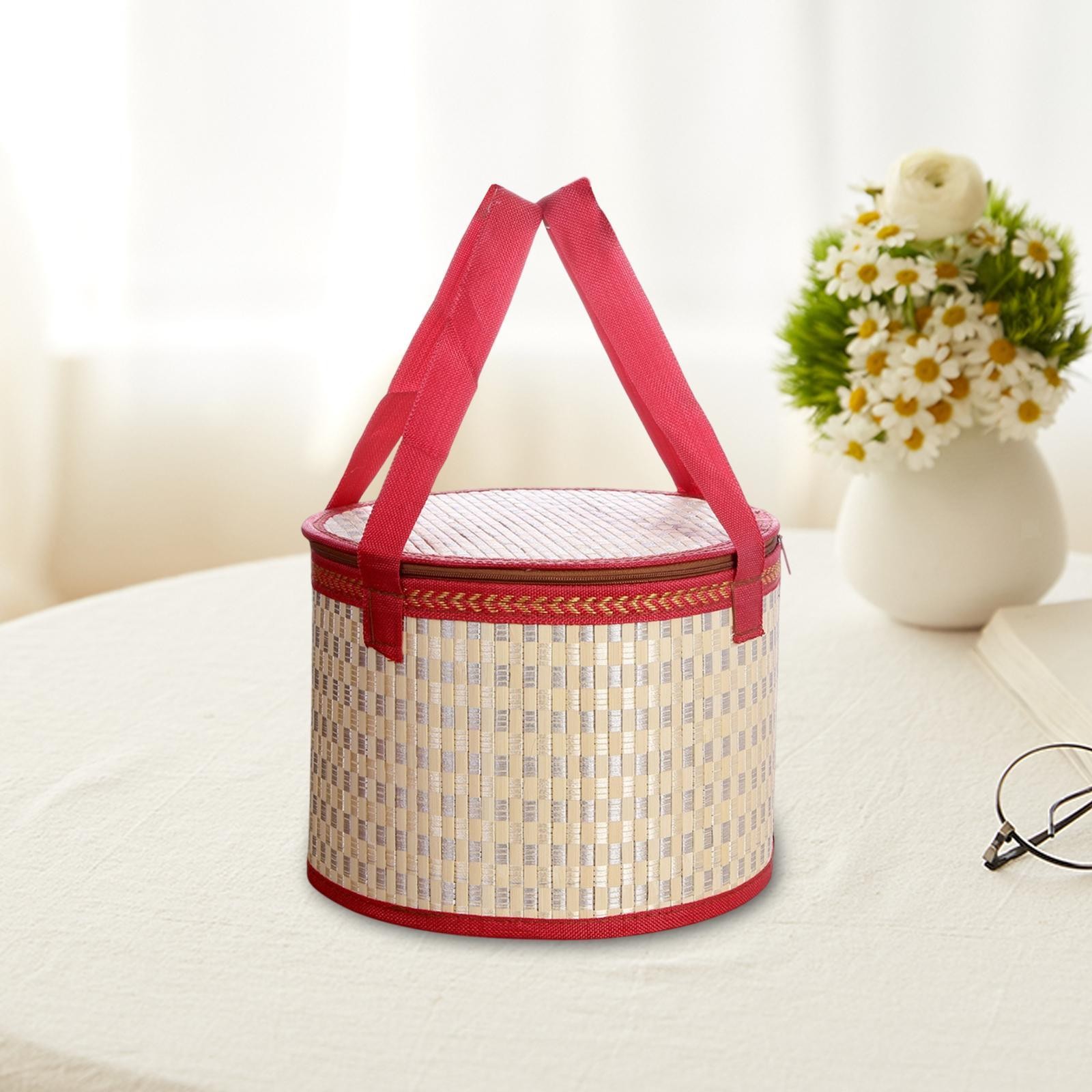 Bamboo Woven Basket with Handle Egg Container Versatile Sturdy Lightweight