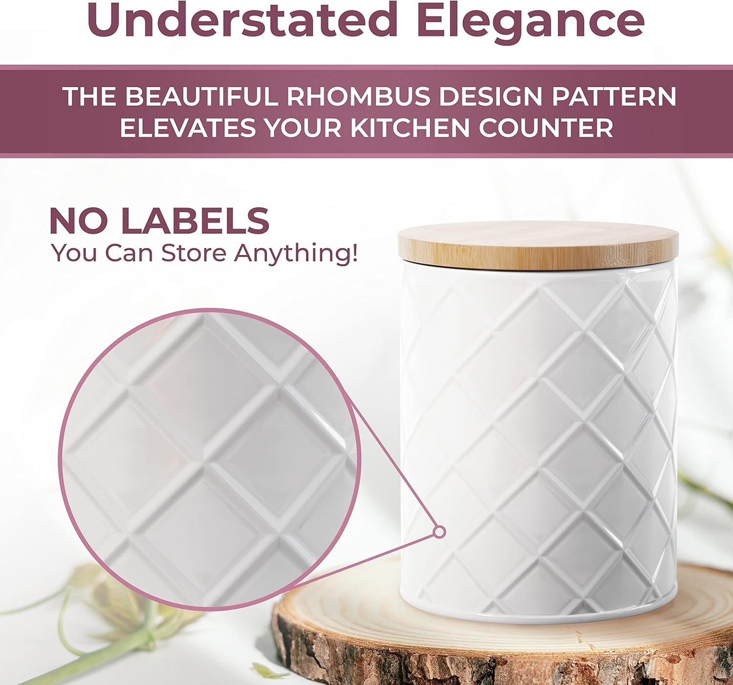 ® White Metal Canister Set for the Kitchen Counter, Food Canister Set of 4,