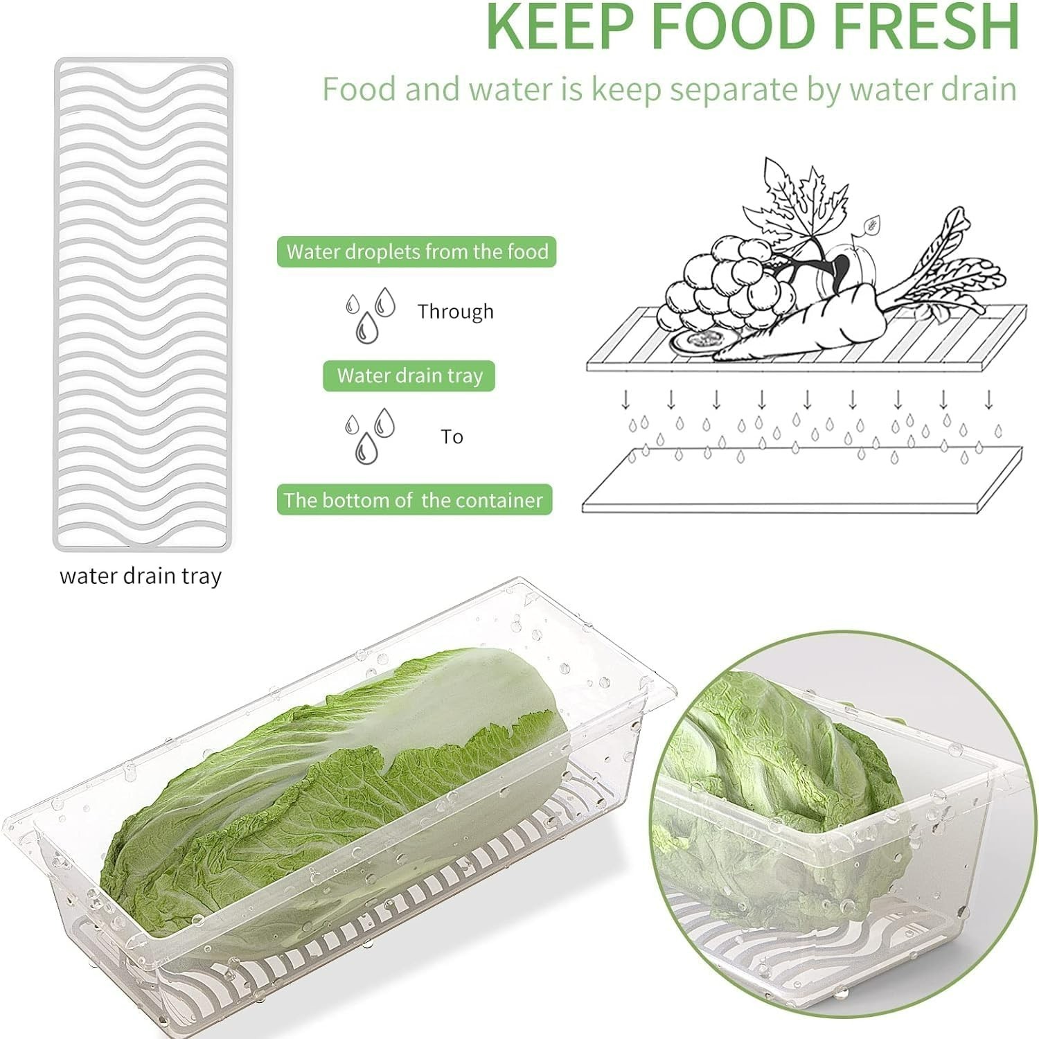 1.5L BPA-Free Fruit Storage Containers – 3 Pack with Drain Tray for Freshness