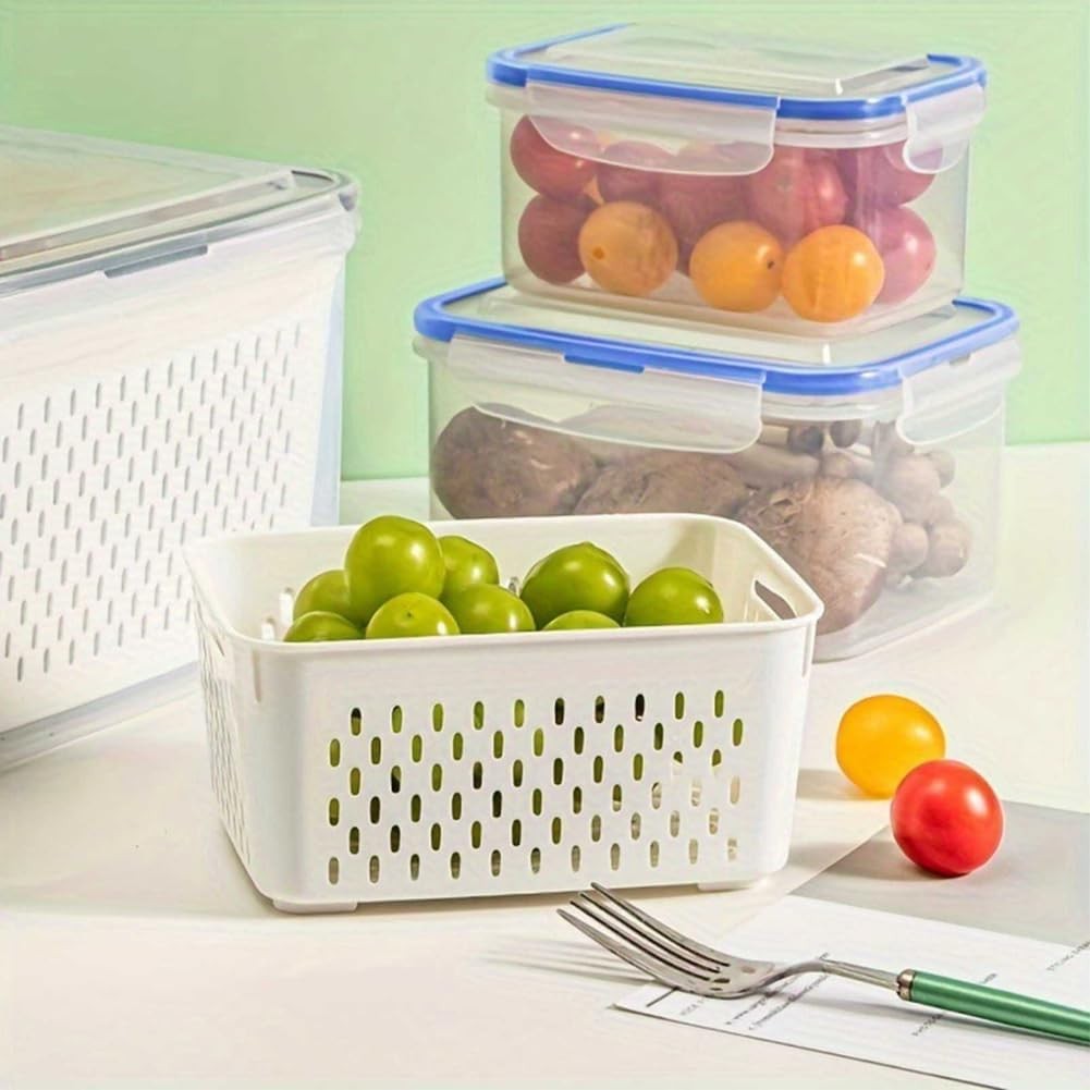 Fruit Storage Containers for Fridge Leakproof Produce Keeper Colander Strainer 2