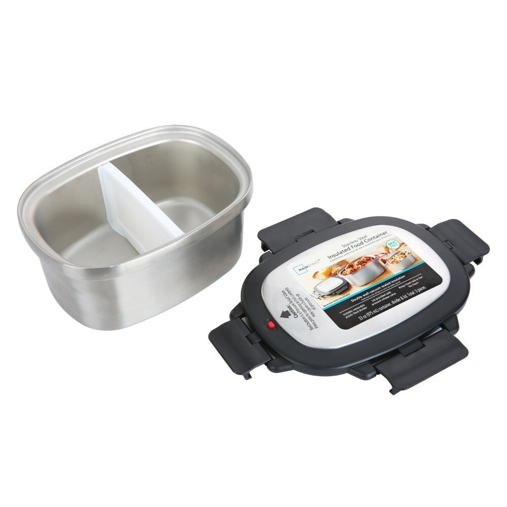 Stainless Steel Insulated Food Container W/ Divider 33oz Hot/Cold Lunch Box