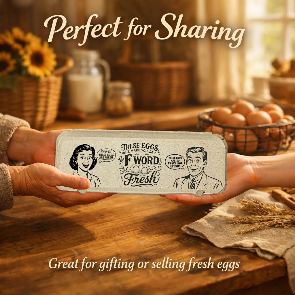 Funny Egg Carton – “The F Word is Fresh” Vintage Humor Design, Holds 12 Eggs,…