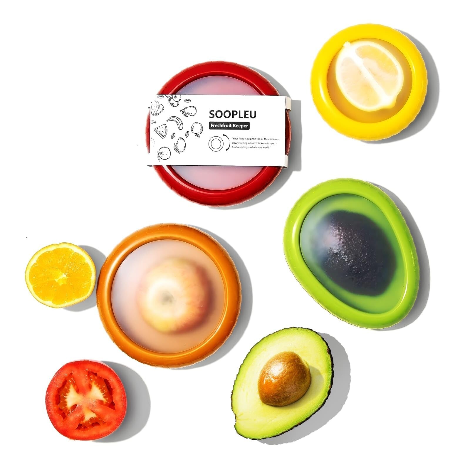4PCS Avocado Saver Tomato Onions Holder Reusable Storage Containers for Fridge